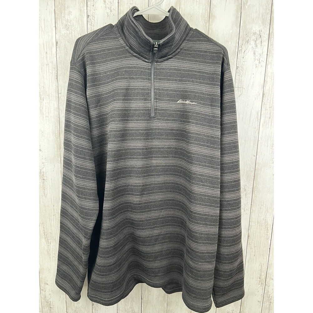 Eddie Bauer Men's TXL Black Gray Half Zip Pullover Sweater Jacket Comfort